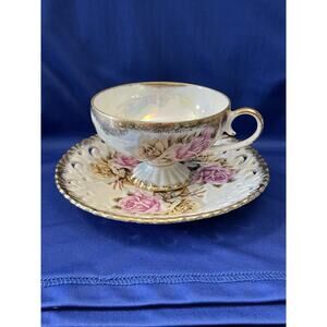 Vintage Royal Sealy Cup and Saucer Pink and Yellow Roses